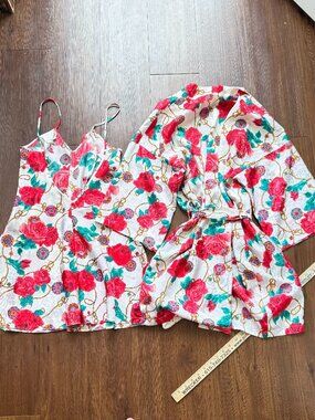 Vintage L.A. Intimates Rose Floral Babydoll Set Cottagecore Romance M 3811